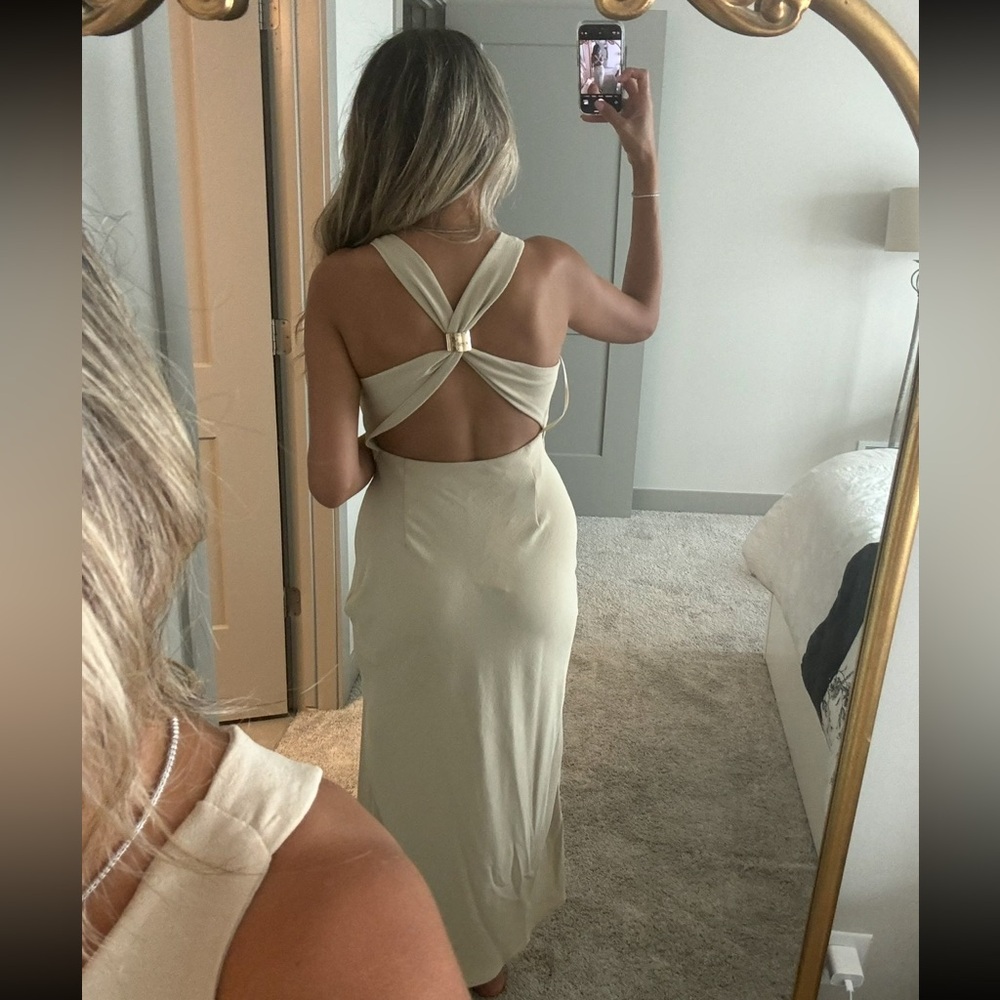 Zara Cream Backless Maxi Dress